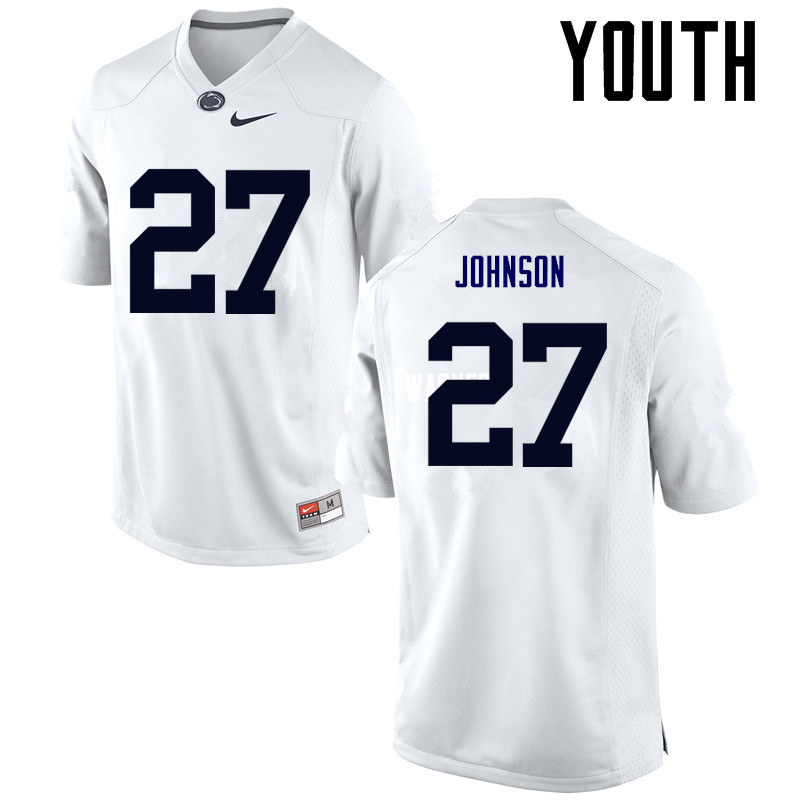 Youth Penn State Nittany Lions #27 T.J. Johnson College Football Jerseys-White - Click Image to Close
